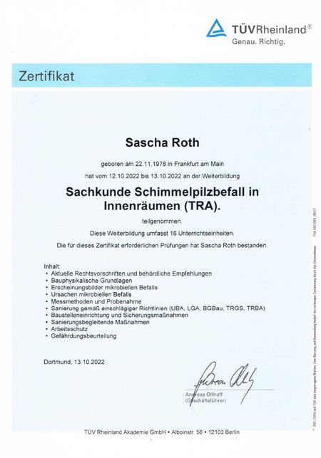 Zertifizierte Schimmelsanierung